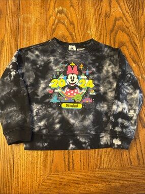 Disneyland 2024 Minnie Mouse Black Tie-Dye Kids Sweatshirt